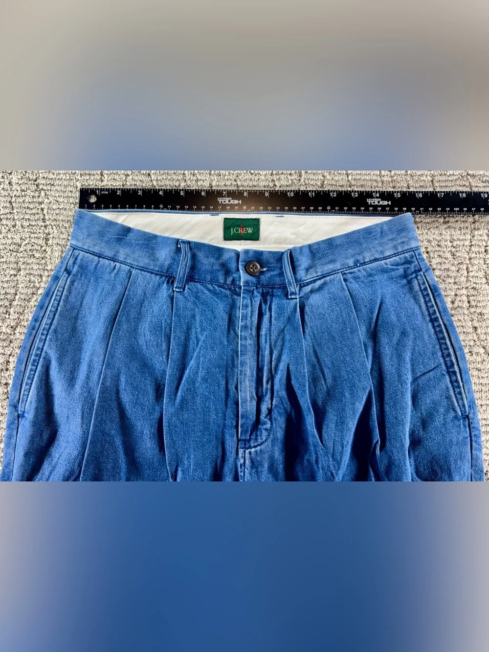 NWT J. Crew Men’s 30 Natural Light Indigo Wash Chambray Pleated 8